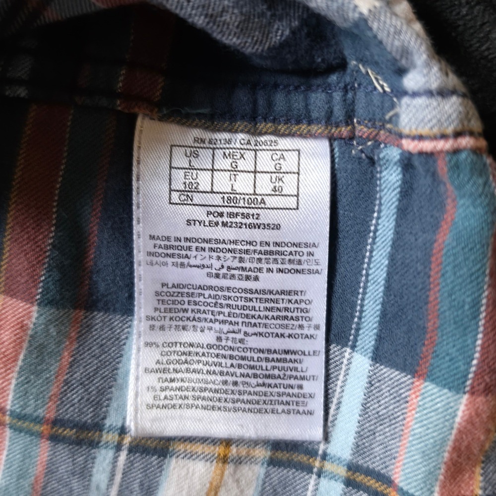 Vintage GUESS Pearl Snap Western Plaid Shirt Blue Orange Contrast Yoke Flannel - Picture 10 of 10